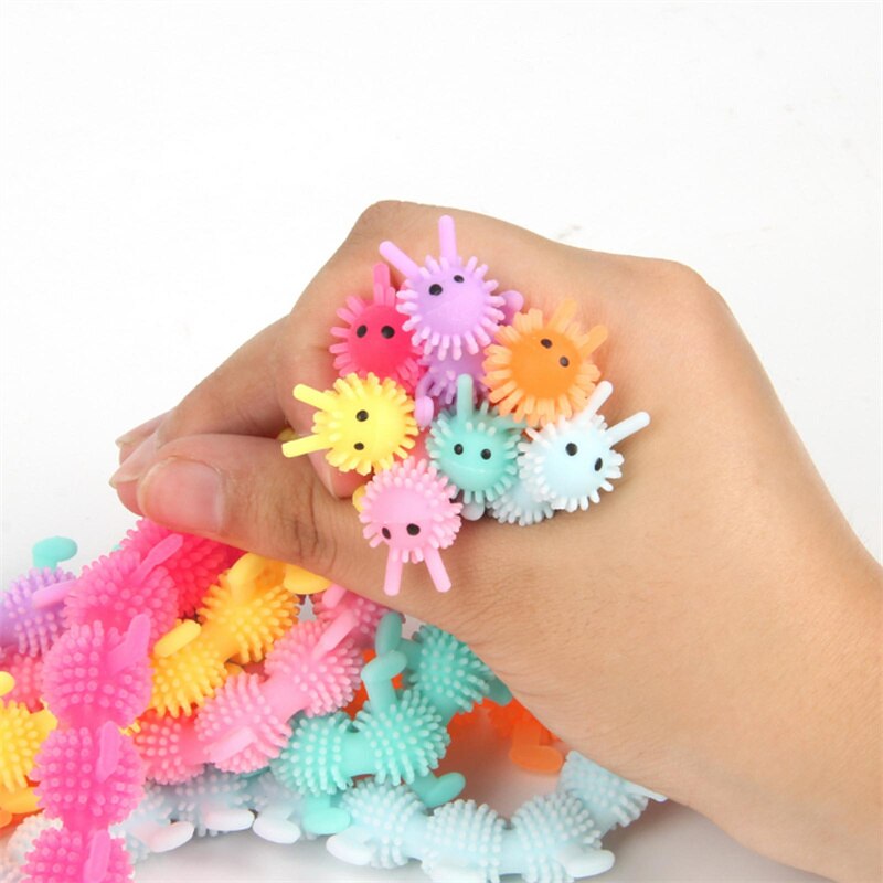 Tricky and funny toys tpr soft glue venting decompression toys unicorn caterpillar bracelet 1PCS Random Color