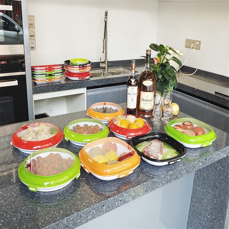 Double-sided Buckle Food Preservation Storage Tray Stackable Kitchen Preservation Container Refrigerator Preservation Tray
