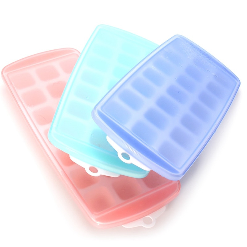 3 Packs Ice Cube Trays Flexible Ice Trays with Spill-Resistant Lids Easy Release Ice Trays Make 63 Ice Cube,Stackable,Dishwasher