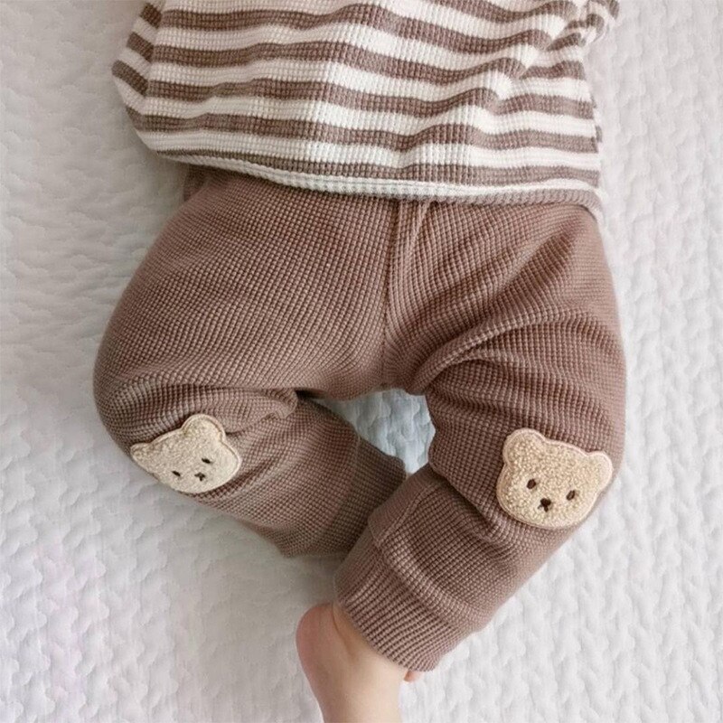 Bonito urso imprimir bebê menino pp calças outono infantil dos desenhos animados calças da menina do bebê harem calças primavera criança leggings roupas de algodão
