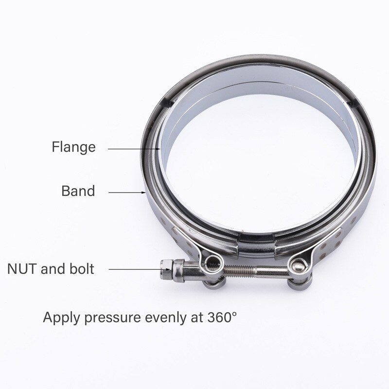 evil energy 5Inch 127mm V-Band Clamp Kit Male Female Flange Quick Release V Band Clamp For Turbo Exhaust Pipes Exhaust Clamp