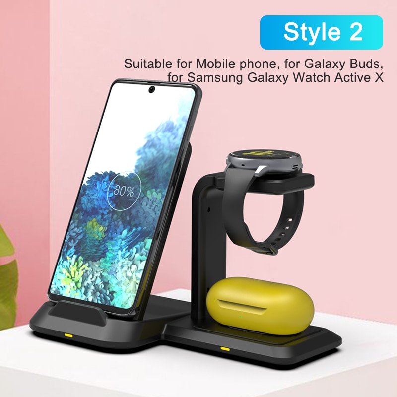 3 in 1 nopea langaton laturi telakka 10w pikalataus samsung note 20 10 9 8 s10 s9 s8 galaxy watch active/galaxy buds