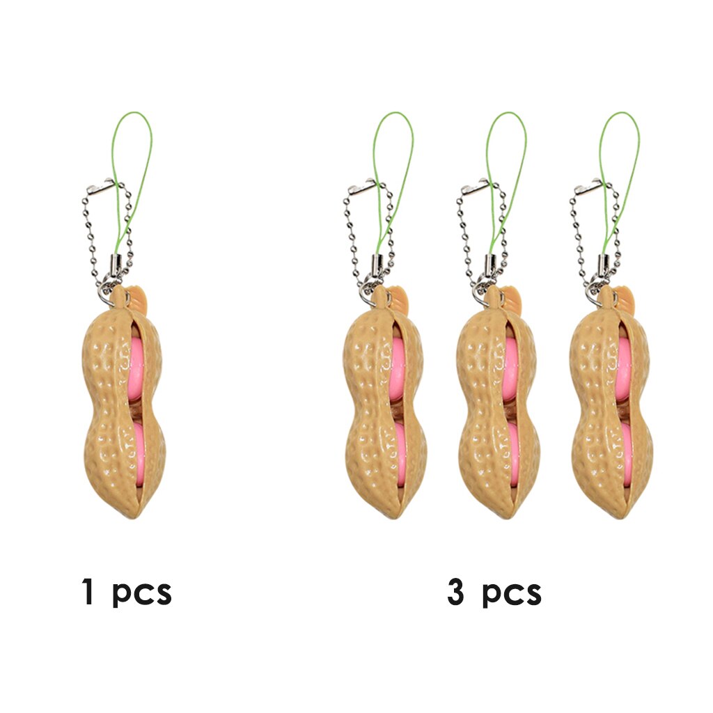 1PC/3 PCS Squeeze Toys Set, Peanut Keychain Squeeze Bean Stress Relief Fun Toys