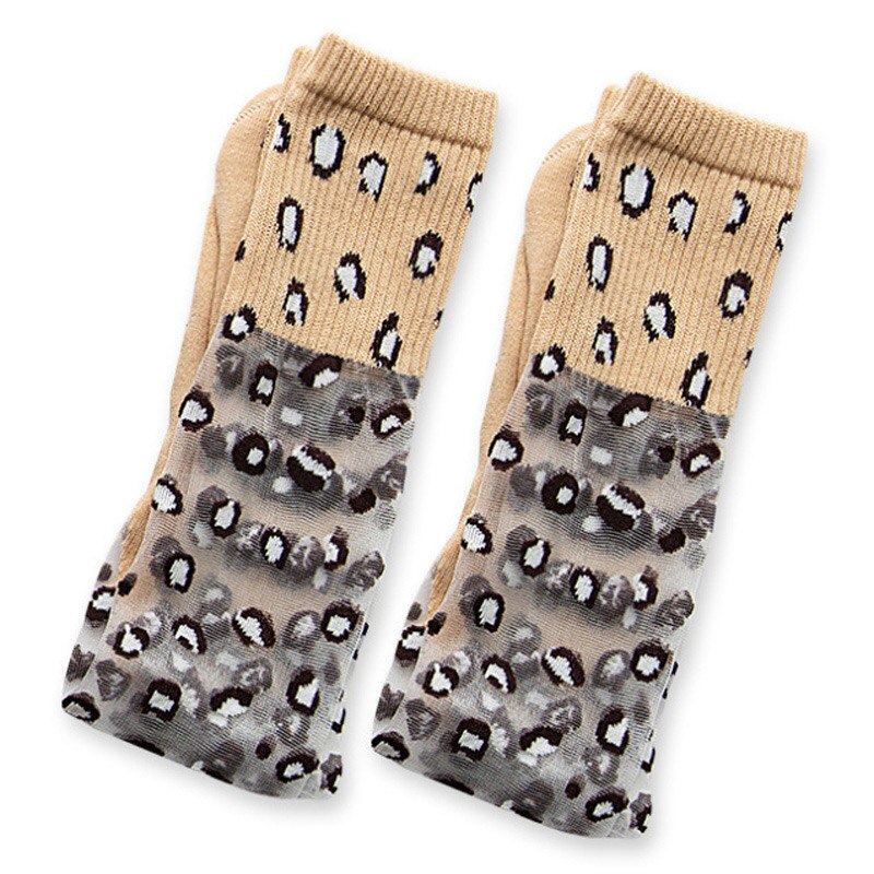 Leopard piger knæhøje sokker til børn børn sommer mesh skridsikker lange høje sokker afslappet skridsikker 3-8 år: Khaki