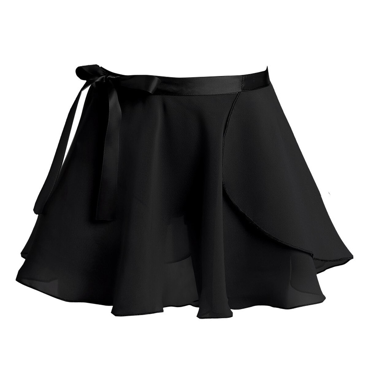 Crianças ballet dança saias chiffon bailarina dança básica clássico mini envoltório saia meninas criança desempenho traje festa tutu saia: Black / 12