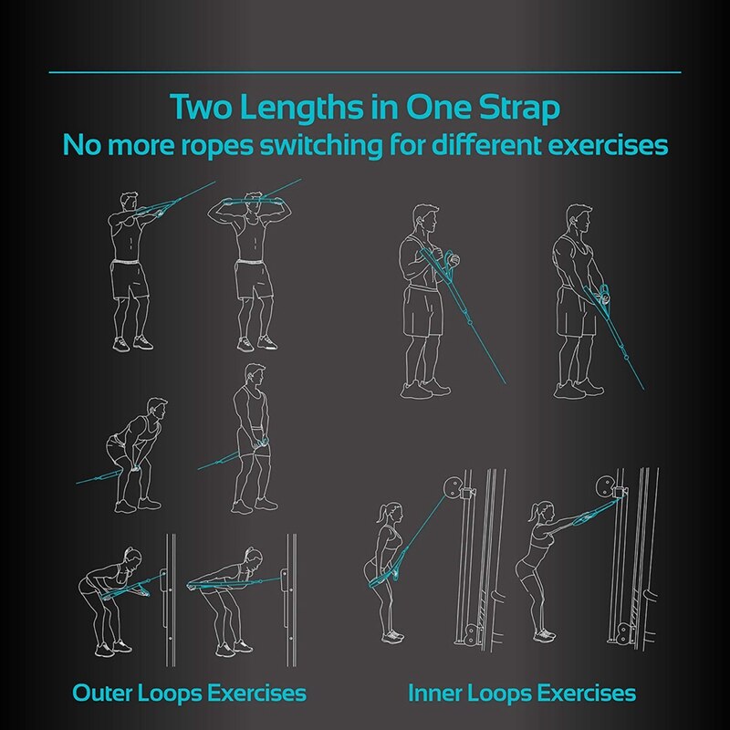 Tricep Rope Cable Attachment. 28.7 Inch &amp; 22 Inch Two Lengths Built in 1 Pull Down Rope. Triceps Extension Straps
