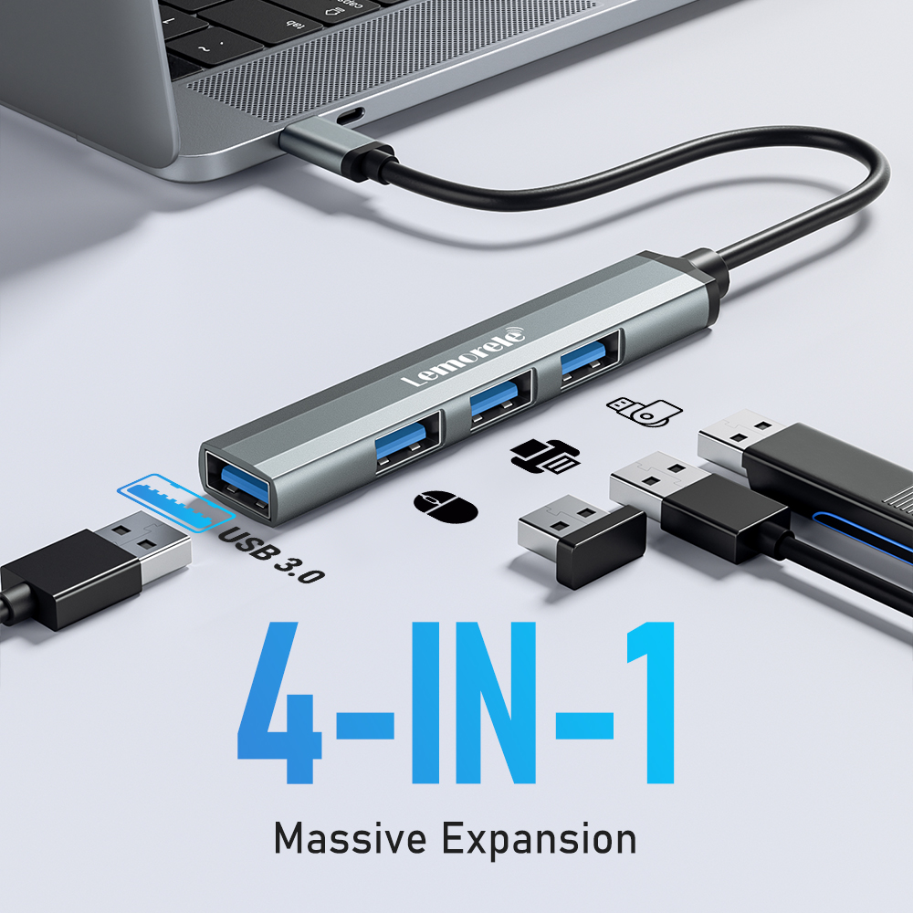 Lemorele USB Hub tipo C Hub USB3.0 OTG 4 puertos USB C/A HUB adaptador multidivisor accesorios de ordenador portátil para Lenovo Macbook Pro