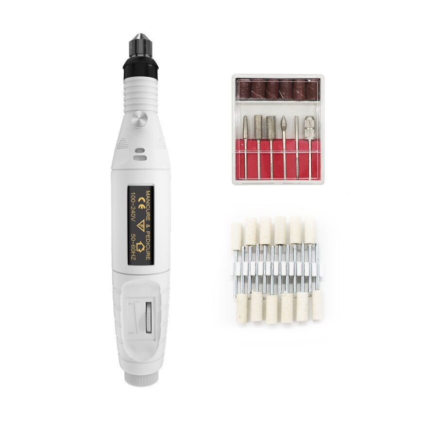 Cccist flere elektriske bore negle bits manicure og pedicure bore negle udstyr cutters til manicure maskine: Hvid