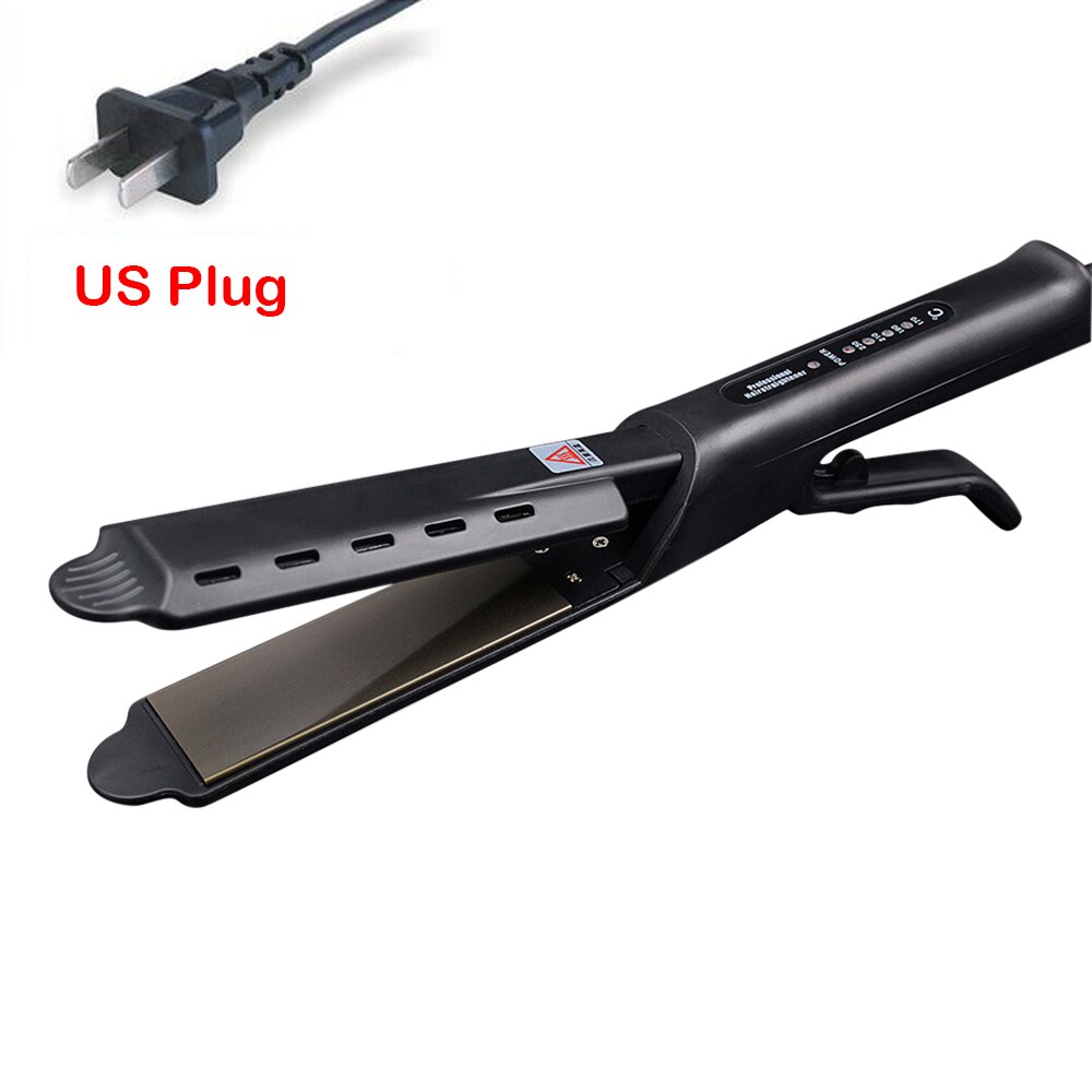Salon Ceramic Tourmaline Ionic Flat Iron Hair Straightener Salon Glider Hair Straightening Hair Styling Accessories: US Plug