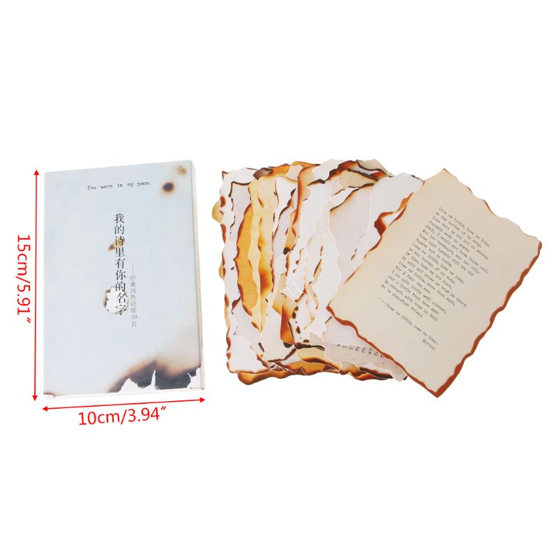 30 Sheets Lovely Burnt Postcard Letter Birthday Card Wish Message Poster Cards