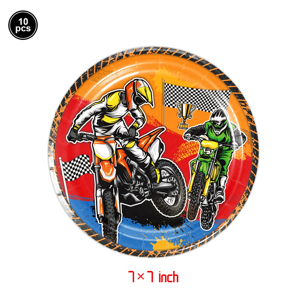 Decoración de de cumpleaños de Motocross, adornos para magdalenas, pancarta de motocicleta, decoración de pastel para suministros de de cumpleaños para hombre o niño: Blanco
