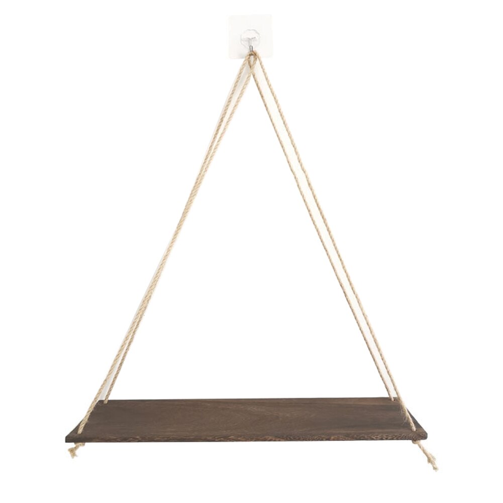 Estante colgante de madera para plantas, estante de almacenamiento para piezas del hogar, cuerda de pared, maceta colgante, estante de almacenamiento, decoración para jardín y hogar: Coffee S