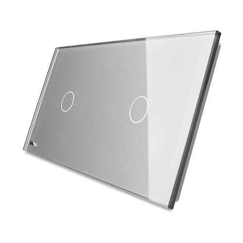 Livolo Luxe White Pearl Crystal Glass, 151Mm * 80Mm, Eu Standaard, dubbele Glass Panel Voor Muur Schakelaar, VL-C7-C1/C1-11: Grey