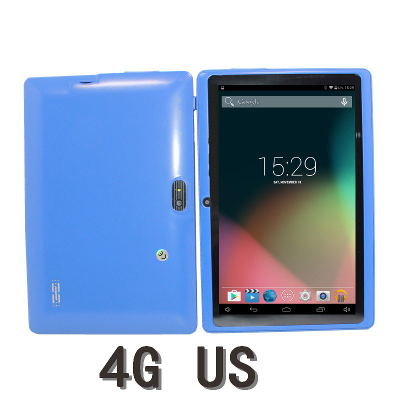 Originele 7 inch Tablet Pc Allwinner A33 Quad Core 4G Telefoontje Google Markt GPS WiFi FM Bluetooth wiFi Tabletten: Blue  4G US