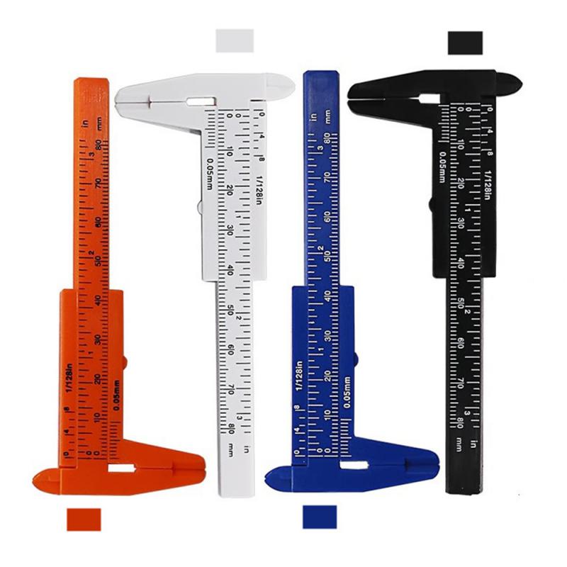 80mm Mini Plastic Sliding Double Scale Vernier Caliper Depth Diameter Measure Tool Measuring Ruler Micrometer