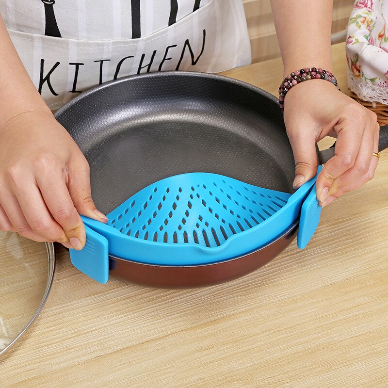 Home kitchen Silicone Stretch Drain Tool Pot Edge Water Filter Foldable Soup Funnel Silicone Liquid Diversion Drainer strainer