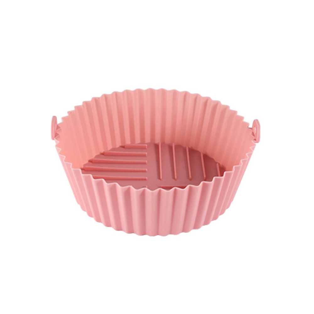 Moule à gâteau réutilisable pour friteuse à air, doublures en silicone antiadhésives, plaque de cuisson en silicone, panier rond pour friteuse à air, four à micro-ondes, 20cm: kaki foncé