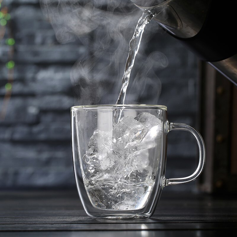 Amerikaanse stijl 350 ml/450 ml dubbelwandige glazen koffie mokken, borosilicaat hittebestendig glas melk cup