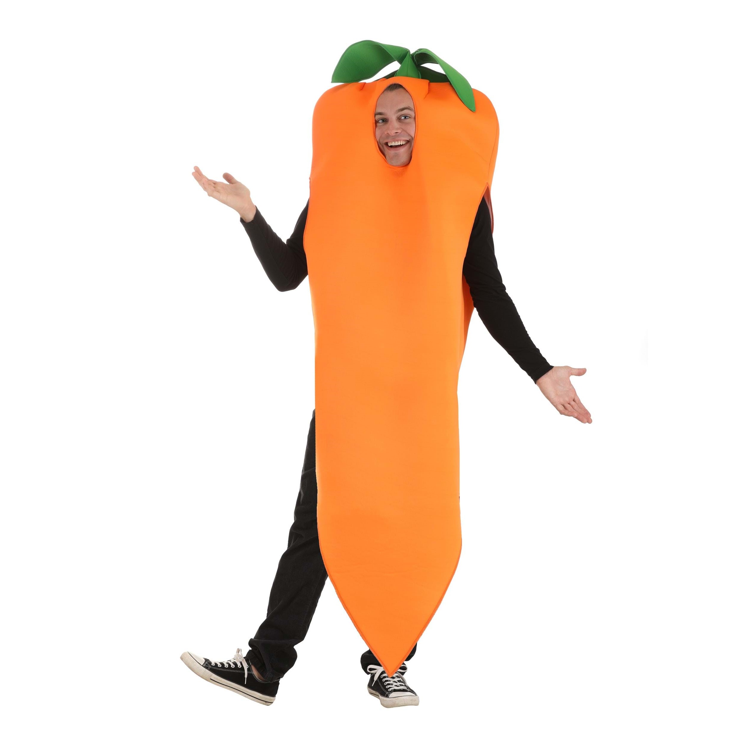 Men's Adult Carrot Costume Orange Vegetables and Food Outfits for Halloween Cosplay Funny Dres Up Set