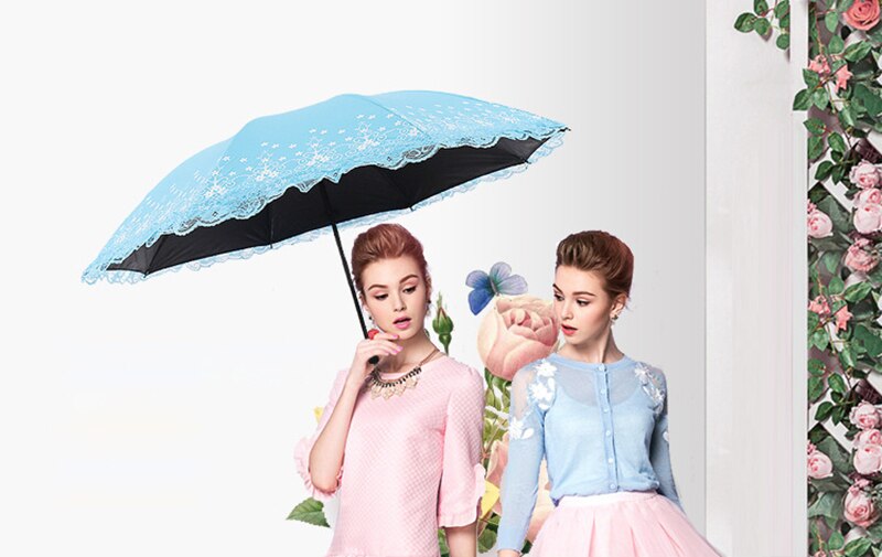 Portable lace Umbrella,Plum Flower Blossom Parasol 3 folding umbrella UV brand Sunny / Rain parasol lace sun umbrella