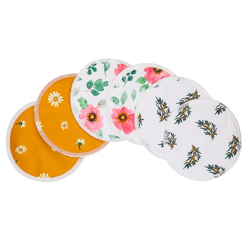 Cuscinetti per allattamento in bambù Rainbow &amp; Iris sani e traspiranti con confezione da 6 pezzi con stampa arcobaleno: Blossom