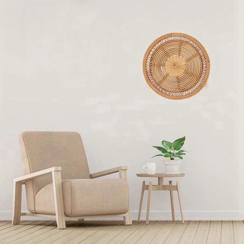 Home Woven Wall Basket Natural Boho Home Decor Decorative Rattan Decor Woven Wall Decor Woven Wall Hanging