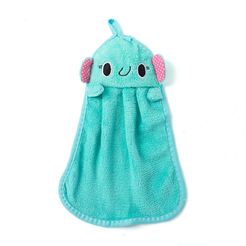 1PC Hand Towels Absorbent Coral Fleece Cloth Kitchen Towel Easy Clean Cute animal Kitchen Bathroom Hanging wipe Towel: A