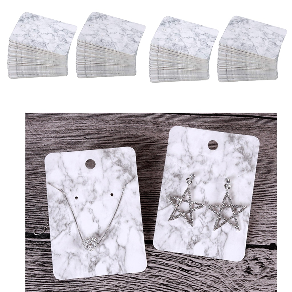 200 Pcs/Set, Marble Pattern Packing Cards for Earrings, Necklaces, Bracelets Display