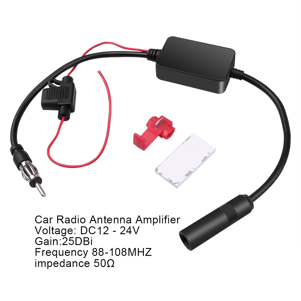 Kebidumei universel 12V Auto voiture Radio FM antenne Signal amplificateur amplificateur Booster pour voiture Marine véhicule FM amplificateur 88-108MHz