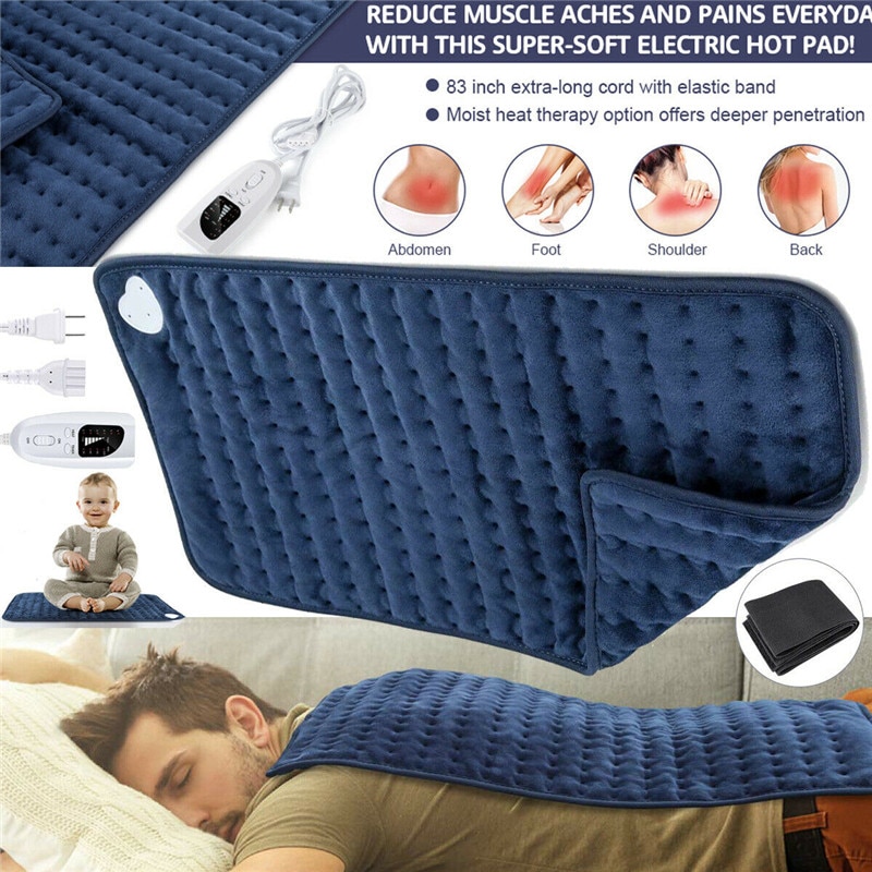 Electric Heating Pad King Size XL Fast Neck Shoulder Abdomen Waist Back Pain Relief Therapy Winter Warmer 6 Heat Controller