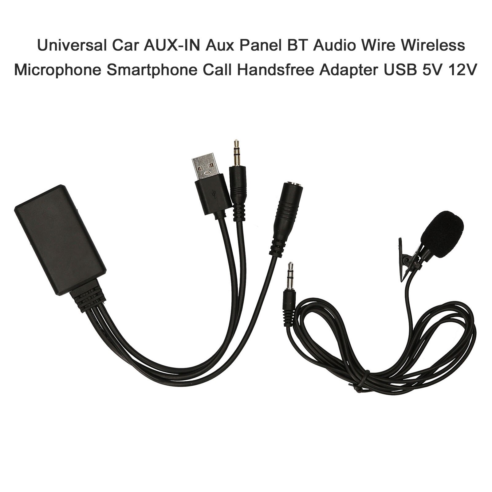 Universele Auto AUX-IN Aux Panel Bt Audio Draad Draadloze Microfoon Smartphone Call Handsfree Adapter Usb 5V 12V