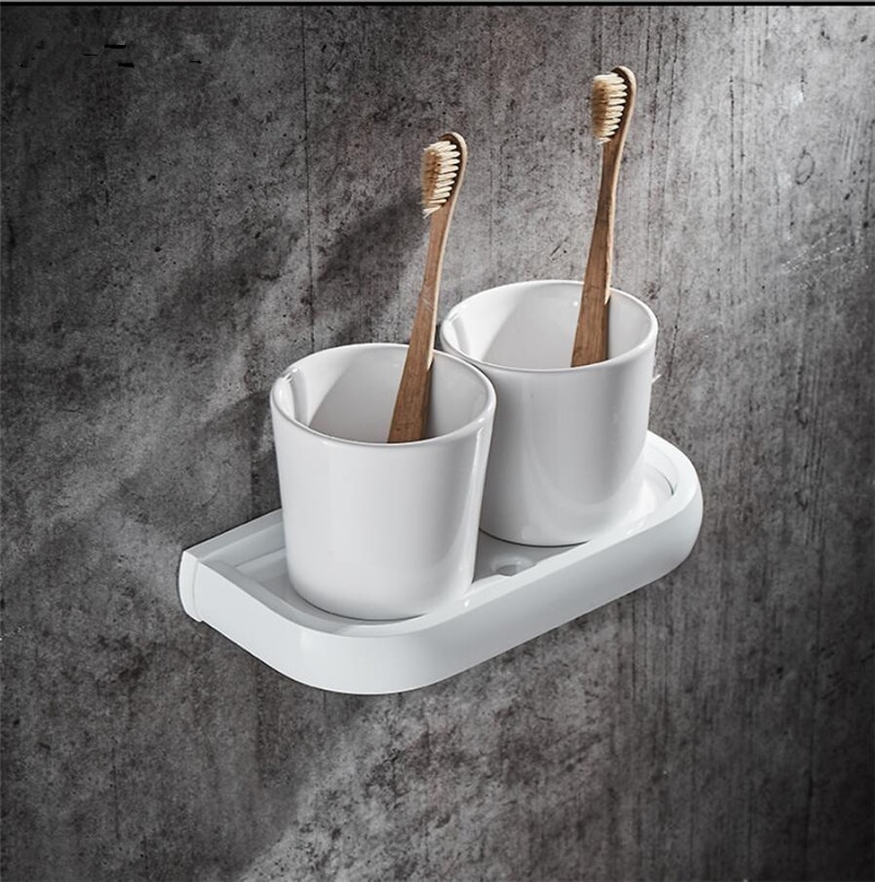 Badkamer Accessoires Set, Witte Vierkante Papier Houder, Handdoek Bar, Zeep Mand, Handdoekenrek, hoekplank, Haak, Badkamer Hardware Set