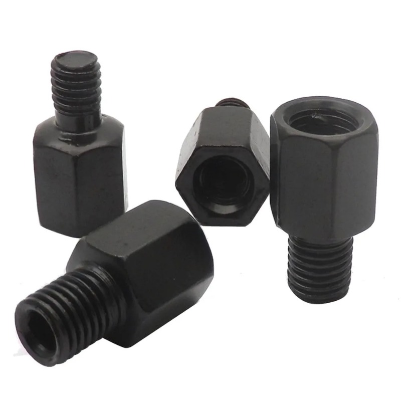 1 Paar schwarze Motorrad-Spiegeladapter M10 10 mm M8 8 mm Rückspiegel Umwandlungsschraube Ich bin Uhrzeigersinn Anti-Uhr Rechts-Verknüpfungen-Gewinde
