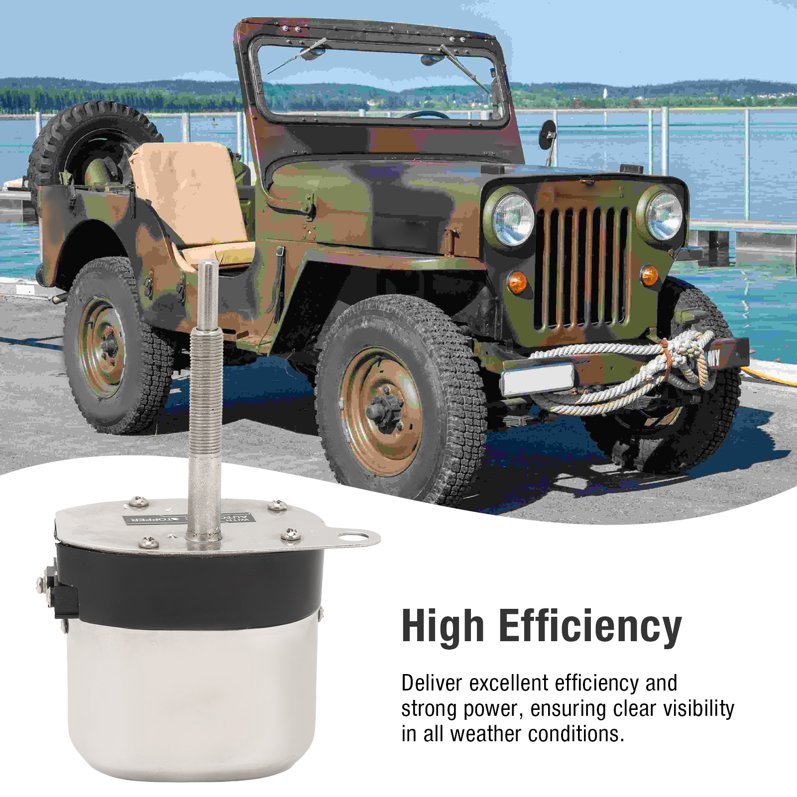 Wiper Motor Blade Kit Wiper Arm 105° Rotating Long Lasting for Tractor Fishing Boat ATV UTV