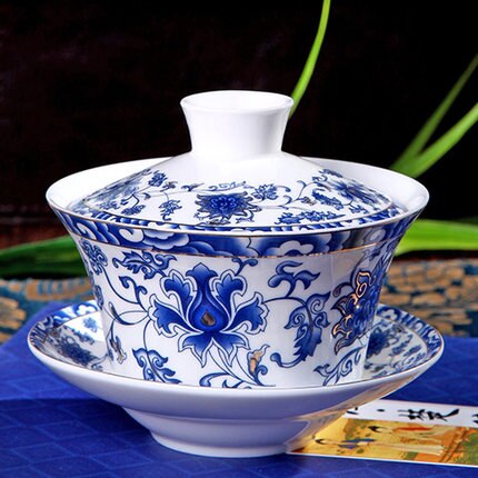 Houmaid drink blau und weiß keramik teetasse und untertasse set porzellan auf-glasierte tee tasse mit abdeckung von Jingdezhen china: WHITE