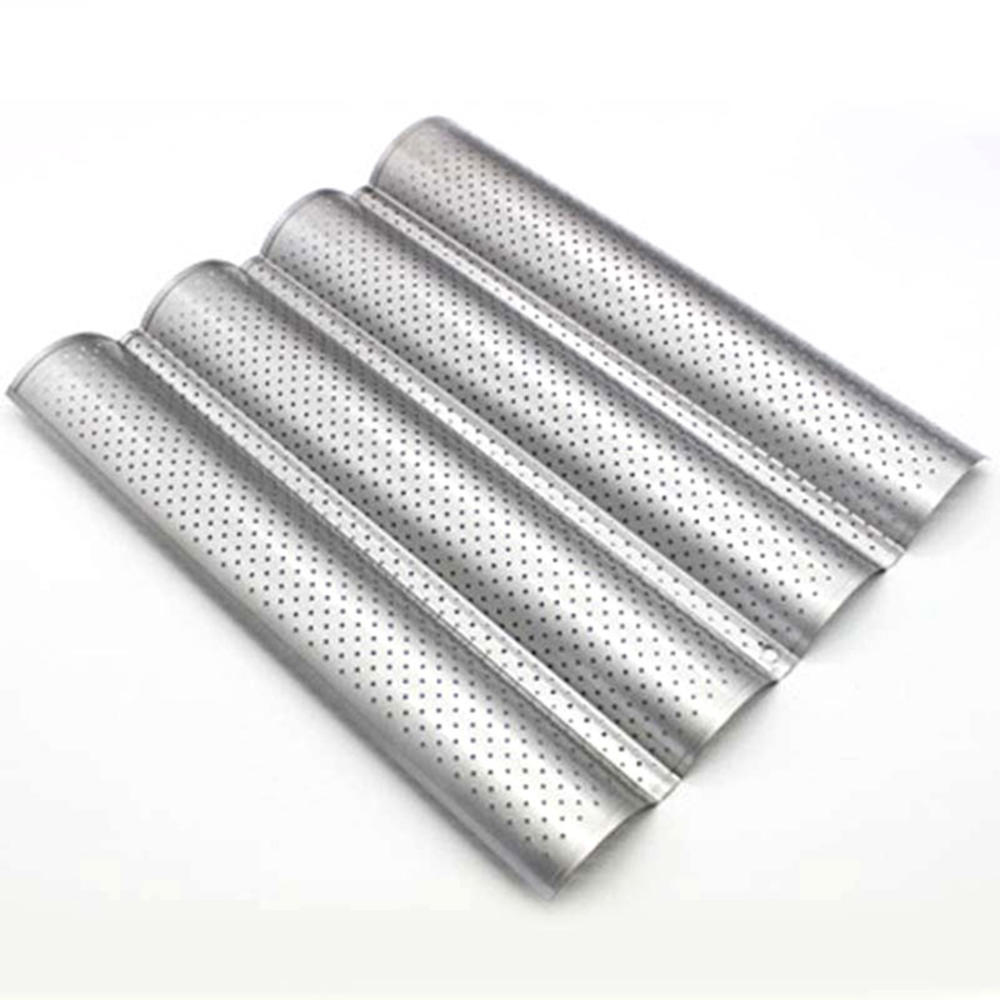 Cake Baguette Mold 2/3/4 Groove Baking Mold Bread Practical Baking Tool Pans: Silver-L