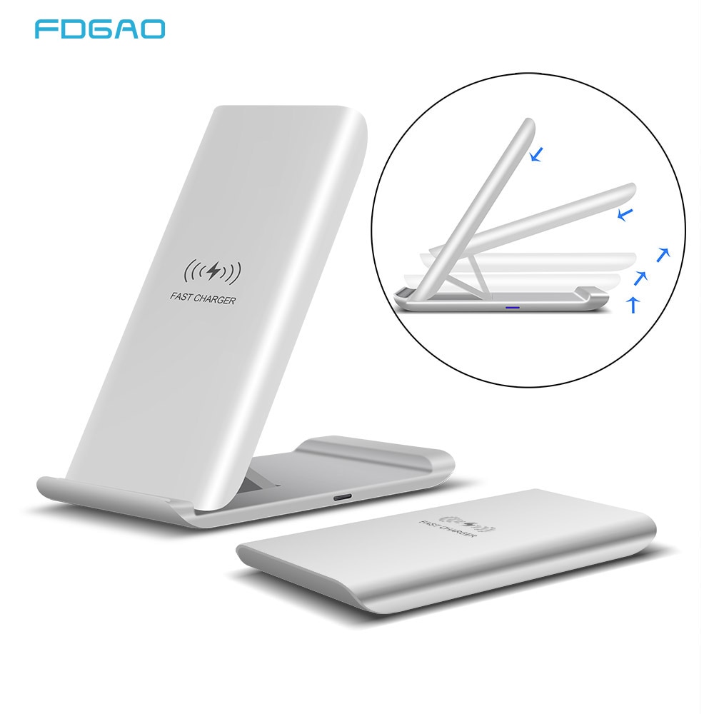 Fdgao 15w suporte do carregador sem fio qi dobrável doca de carregamento rápido para o iphone 11 pro x xr xs max samsung s20 s10 galaxy note 10 9