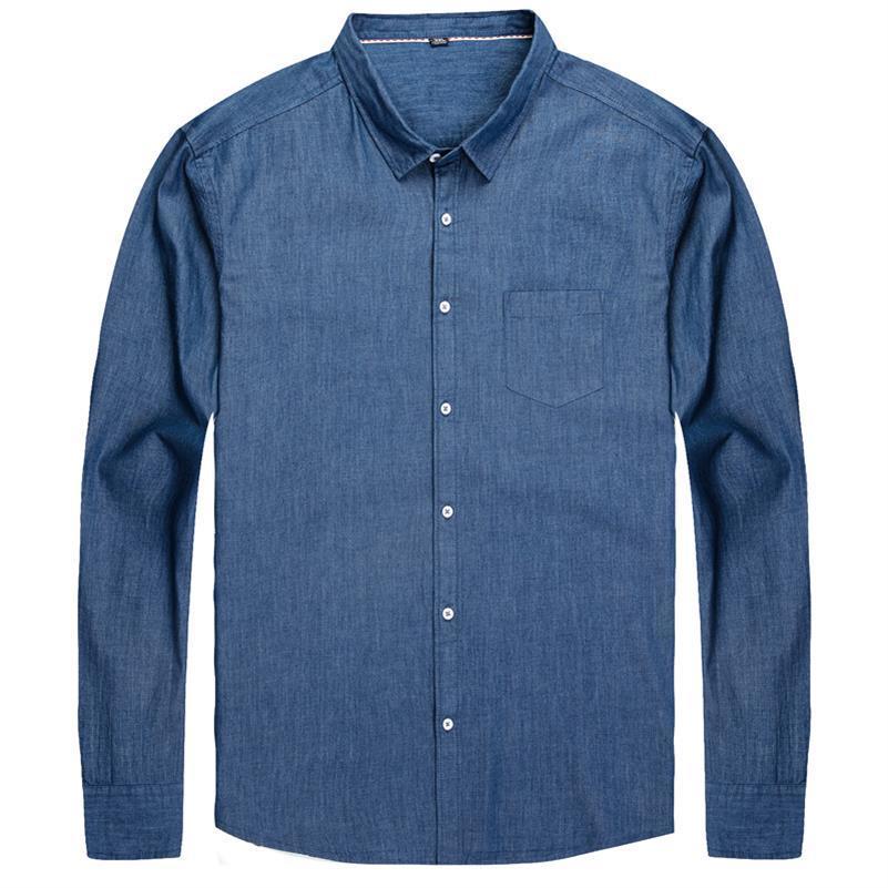 10XL 8XL 6XL 5XL 4XL Jeans Heren Shirts Katoen Lange Mouw Oxford Slanke Camisa Sociale Herfst Denim Shirt Mannen -Kleding: 2 / XXXL