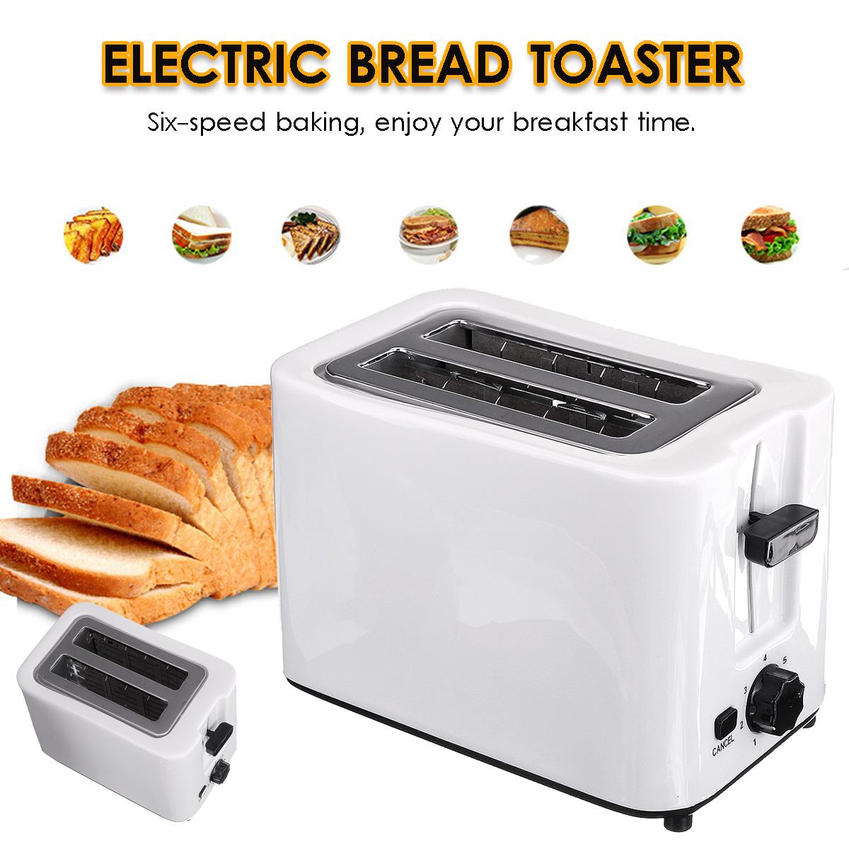 600W 2 Slice Bread Toaster Toast Making Machine Toasters Oven Baking Kitchen Appliances Breakfast Sandwich Breakfast Maker