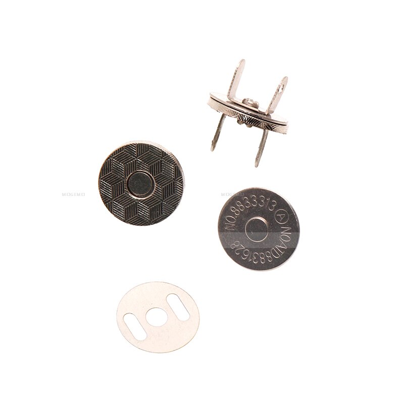 Juego de 10 botones magnéticos finos de 10mm, 14mm y 18mm, bolsas con imán, hebilla de adsorción automática, botones de Metal, broches, botones de billetera: 3 # / Plata antigua