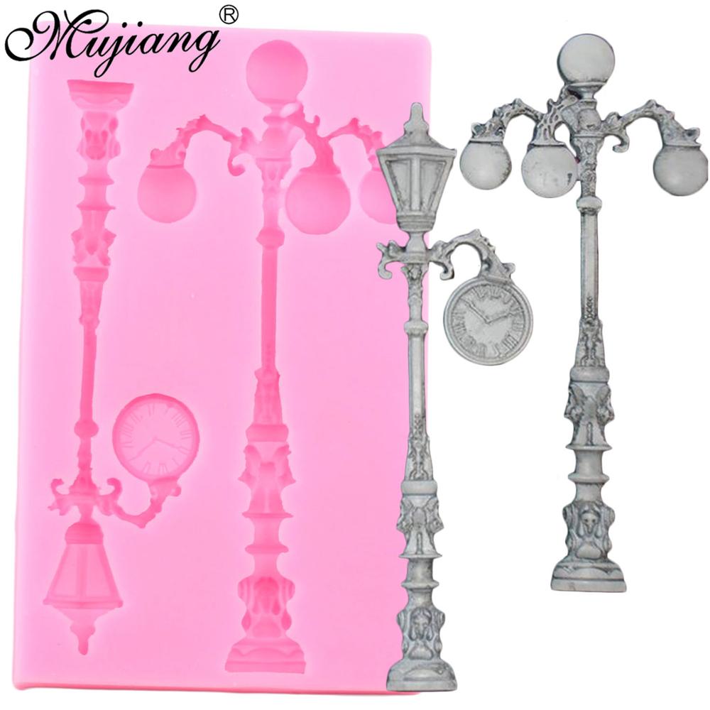 Molde de silicona de farola Vintage, molde de farola 3D para pastel, utensilios para decoración de tortas con fondant, moldes de pasta de goma de Chocolate