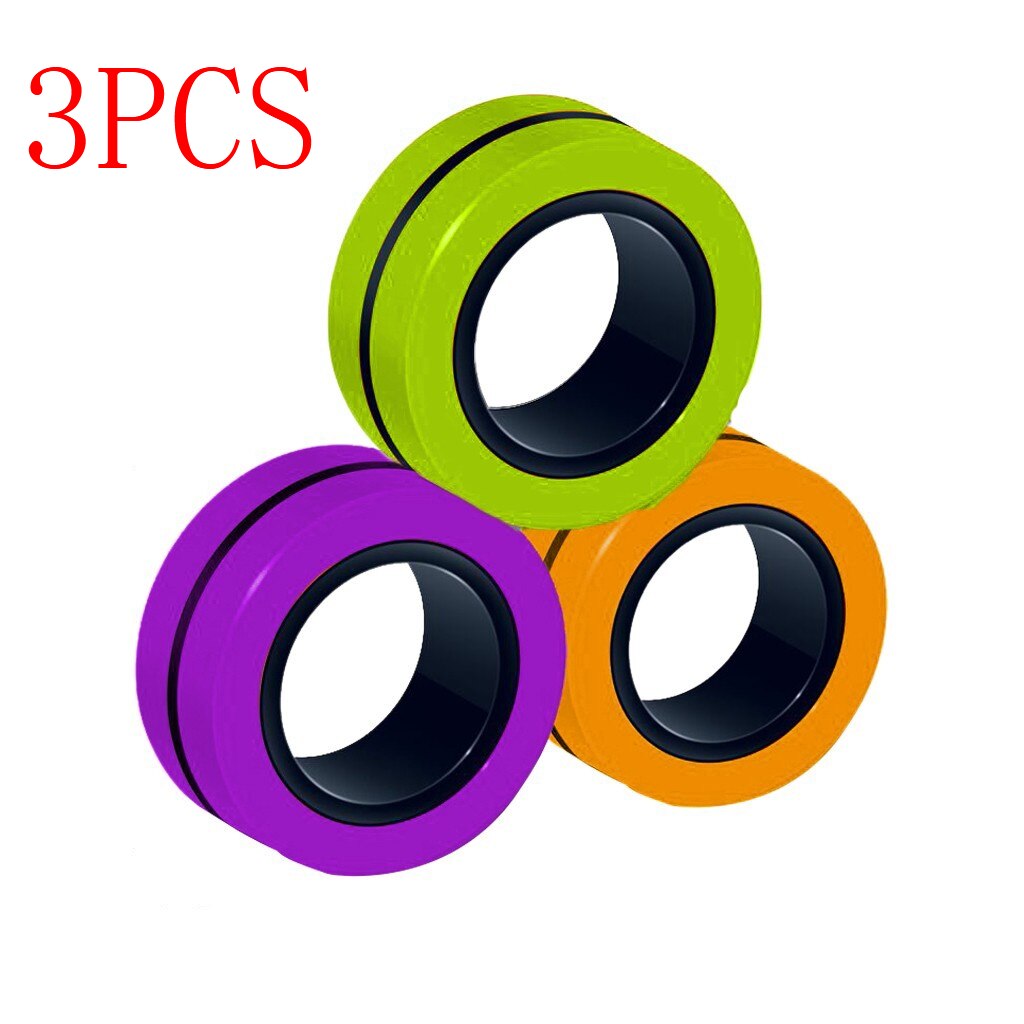 Stress Relief Magnetic Rings Fidget Toys for Anxiety Anti-Stress Roller Fingertip Toys Adult Children Finger Spinner Magic Rings: E