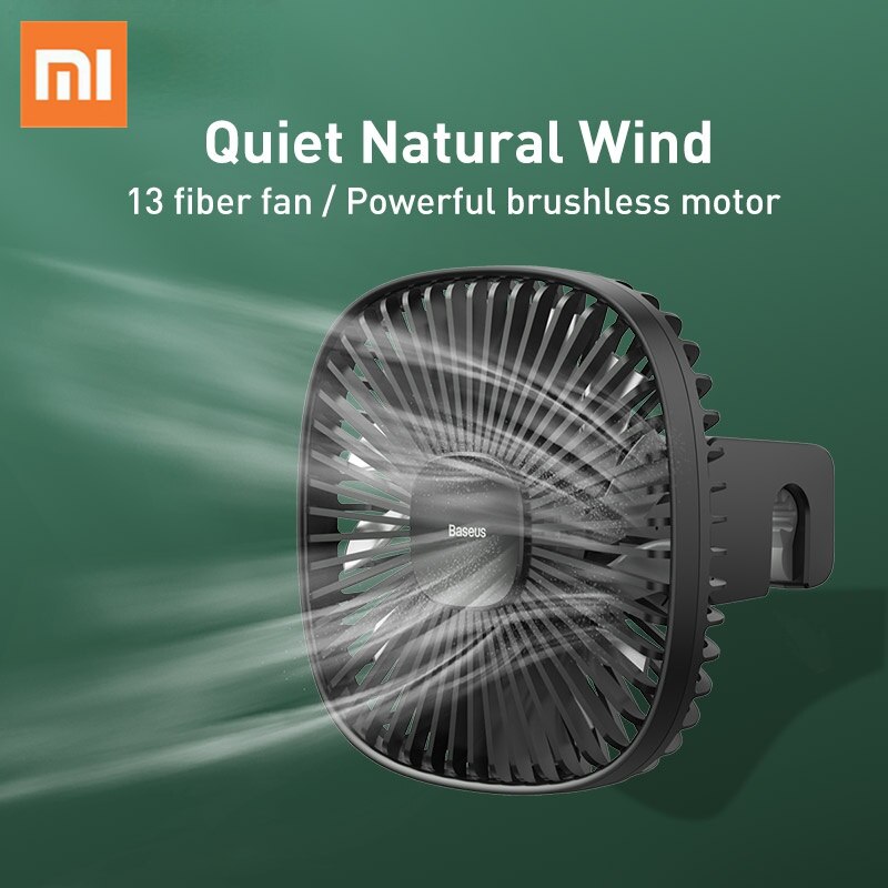 Xiaomi Baseus-ventilador silencioso para coche, aire acondicionado de 12V, rotación de 360 grados, ventilador para asiento trasero de coche con Cable USB 1,5