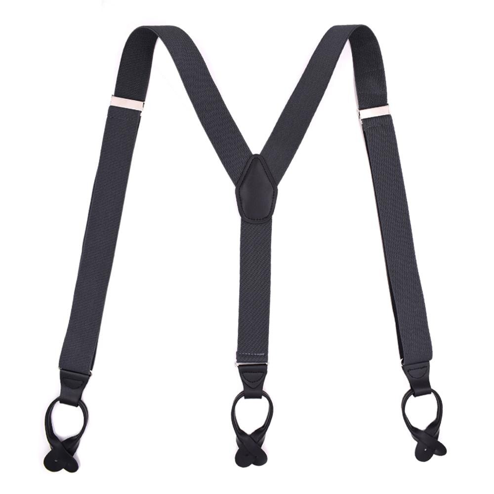 Suspenders for Men Y-Back PU Leather Trimmed Button End Men's Wedding Tuxedo Braces Suspenders for Father Husband