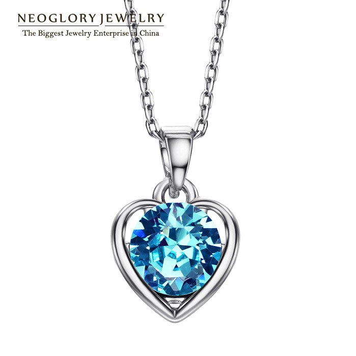 Neoglory blaue herz-halsketten & anhänger für damen und teenager-mädchen, charmanter schmuck  he1 he- b  b1: Blau
