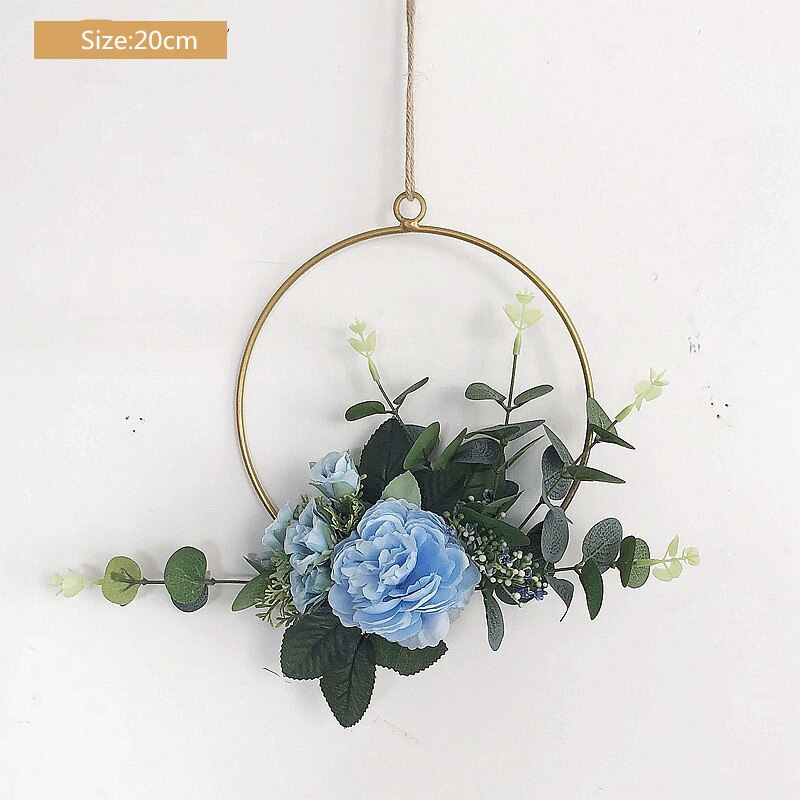 Cilected Smeedijzeren Muur Opknoping Decoratie Guirlande Hennep Touw Opknoping Kunstmatige Bloem Krans Voor Bruiloft Wandkleden Decor: A073R15
