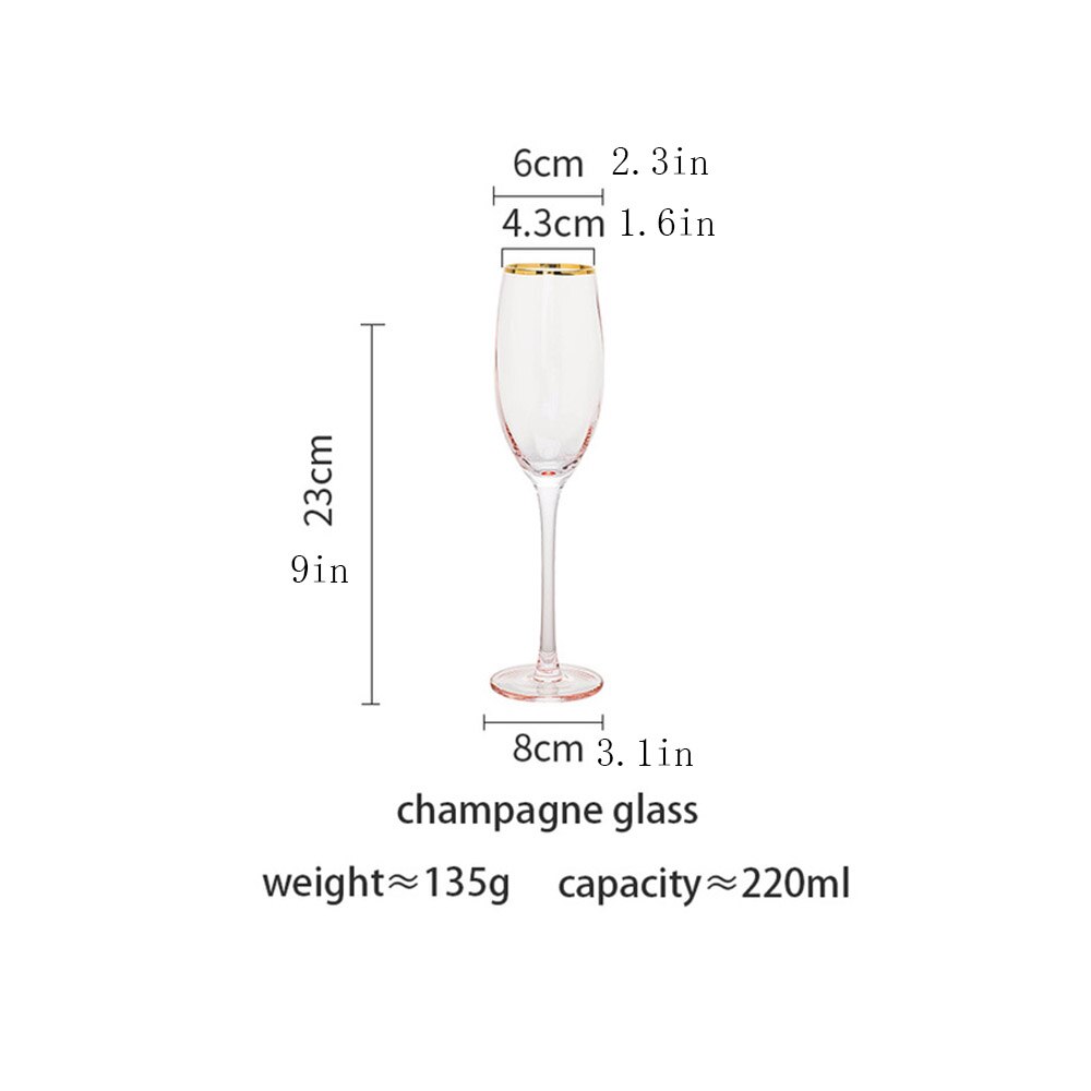 Copa de vino tinto con borde dorado, copa de champán, agua, helado, copa de vino chapada en oro para el hogar, Rosa: champagne glass