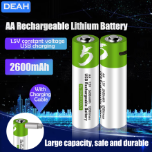 1.5V 2600mwh Usb Aa Oplaadbare Li-Ion Batterij Met Usb Kabel Li-Polymeer Usb Lithium Batterijen Voor Speelgoed afstandsbediening MP3