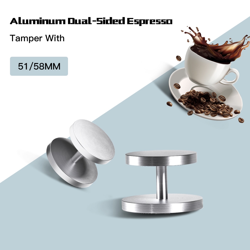 Espresso Foamer Koffie Sabotage Premium Aluminium Solide Zware 51Mm 58Mm Twee Side Base Koffieboon Druk Zilver goud Zwart