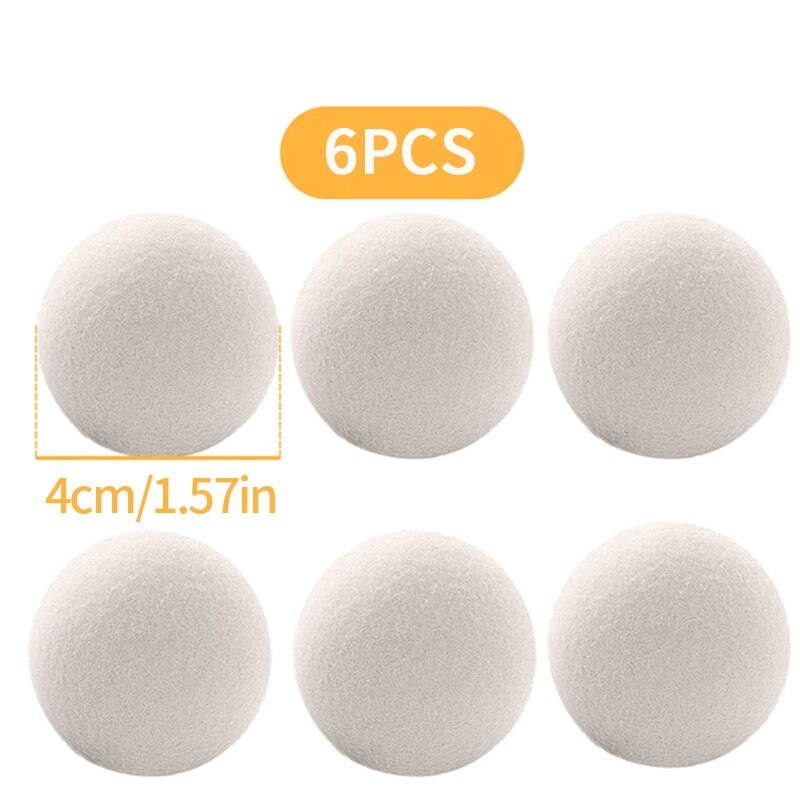 3/6PCS Wool Drying Ball Reusable Fabric Softener Laundry Ball Household Dryer for Washing Machine Accessories Clothes Dryer Tool: 6Pcs 4cm